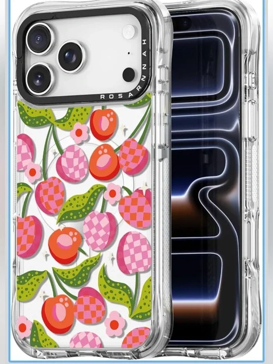 Rosarnnah for iPhone 17 Pro Case Cute -- Funny Checkered Cherry Design (6.3