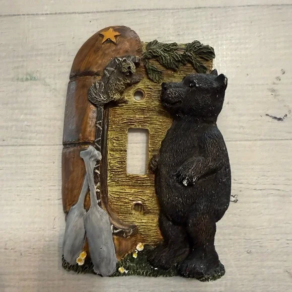 RESIN light SWITCH PLATE Bear Canoe Squirrel Paddles