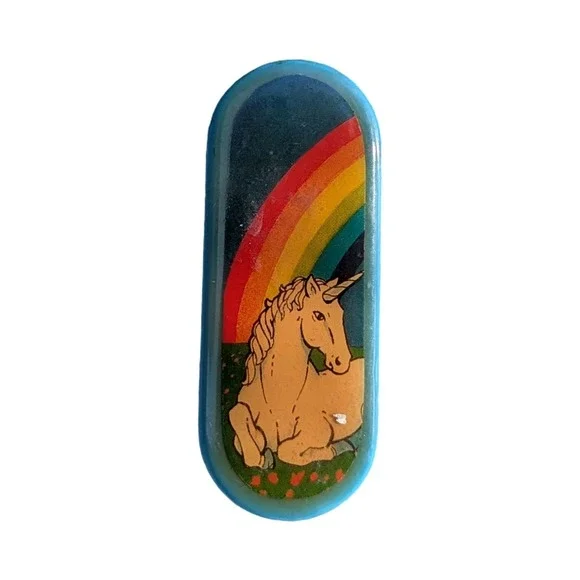 Vintage 80s Unicorn Rainbow Plastic Clip Retro Kitsch Fridge Decor