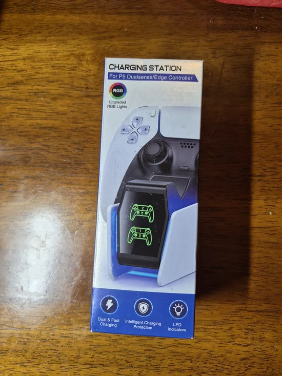 White & Blue Dual Controller Charging Station for PS5 DualSense