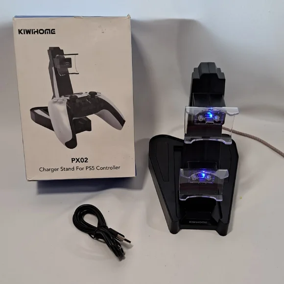 iHome Black Dual Controller Charger with Blue LED