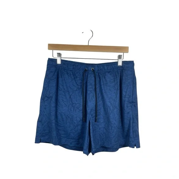 Chubbies Men’s Botanical Leaf Print Unlined Athletic Shorts in Blue Size L