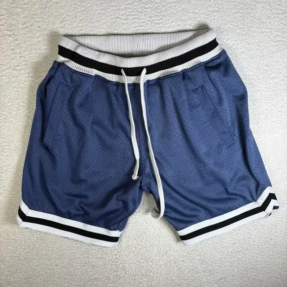 Richie Le Shorts Mens Small Blue Drawstring Mesh Basketball Gym Workout
