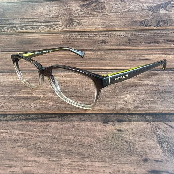 Coach Eyeglasses Womens Olive Brown Gradient Clear HC6089 5408 Rectangle Frames‎
