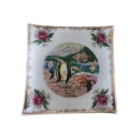 Vintage Ceramic Marineland of the Pacific California Trinket Key Ring Dish 4