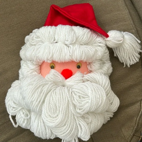 “1991” Christmas Decor Santa face Handcraft Wall or Door Hanging Xmas Wreath Y2K