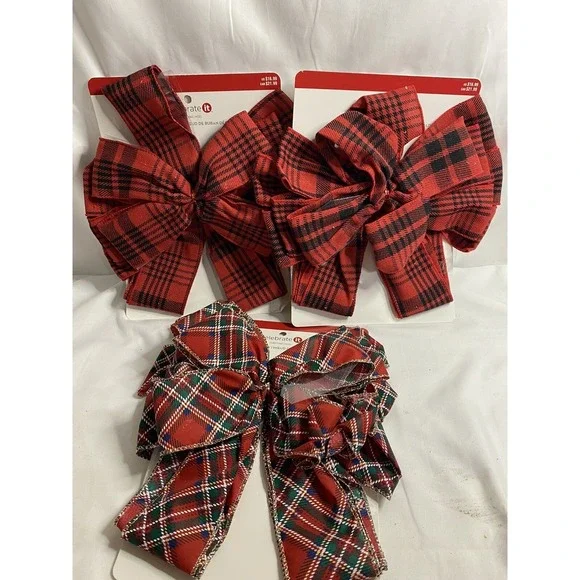 Christmas Plaid Wired Ribbon Bows 11