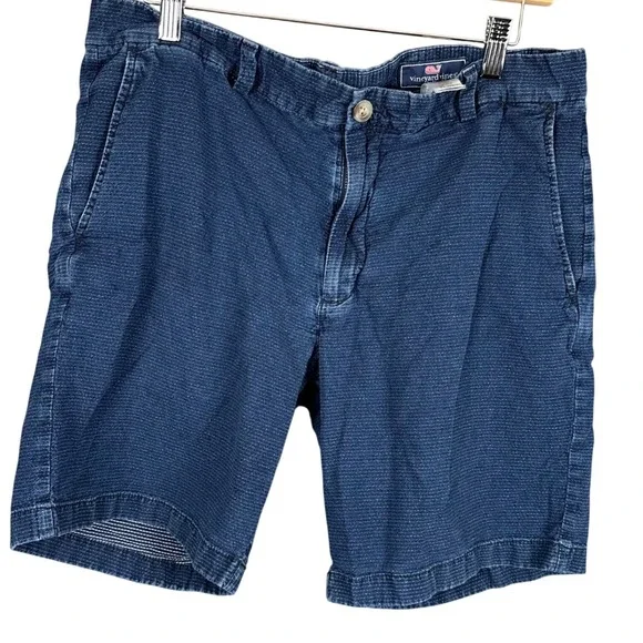 Vineyard Vines Mens 34 Blue Textured Micro Stripe Breaker Shorts Indigo 8 Inseam