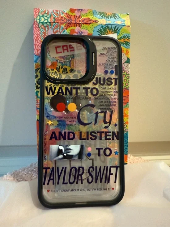 Taylor Swift Clear Graphic Phone Case - Black Trim