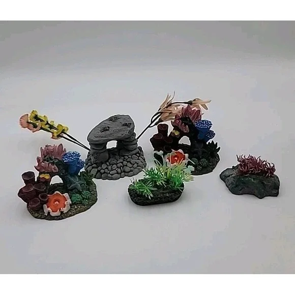 5pc Fake Coral Aquarium Decoration Lot‎ Anemone Cave Colorful READ