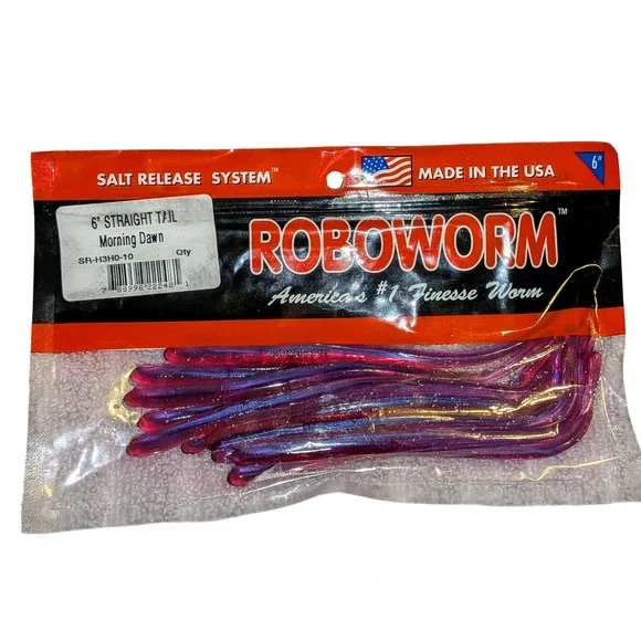 Roboworm 6 Straight Tail Morning Dawn Salt Release System Fishing‎ Lures 10