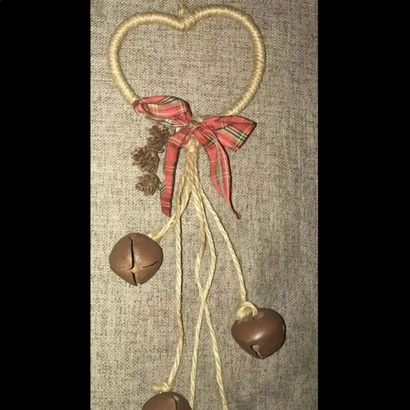 Holiday Autumn Fall Christmas Decor Tweed-Wrapped Heart Mini Pinecones Hanging