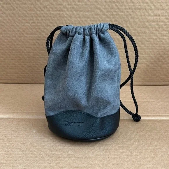 Canon LP1219 Faux Suede and Leather Drawstring Camera Lens Pouch