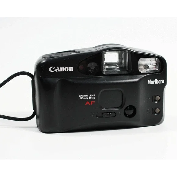 Vtg Canon Sure‎ Shot Owl Tested 35mm Film Point Shoot Camera Marlboro