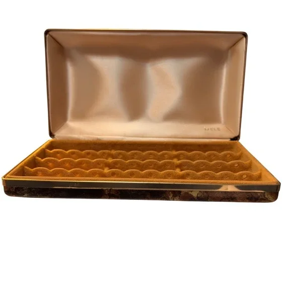 Vintage Mele Jewelry Box Faux Tortoiseshell Finish Velvet Interior MCM Regency