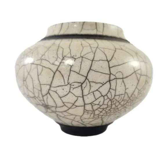 Raku Pottery Vase Jeff Hale Studio OOAK Vessel Pot Signed 1992 As Found