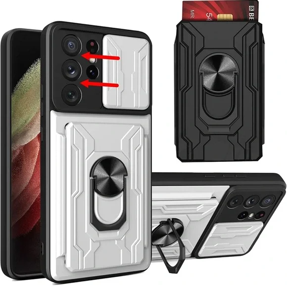 Samsung Galaxy S21 Ultra 5G Case with Removable Kickstand & Card holder-white