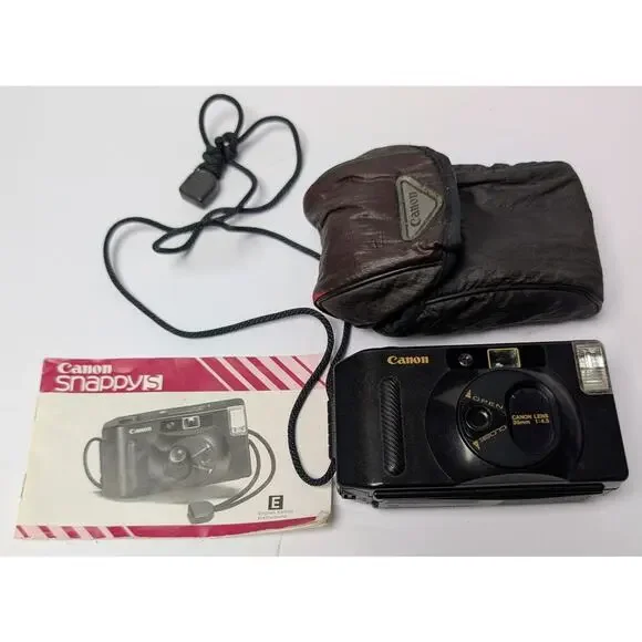 Vtg Canon Snappy S 35mm Camera 1985 Point & Shoot Automatic With Extras Works