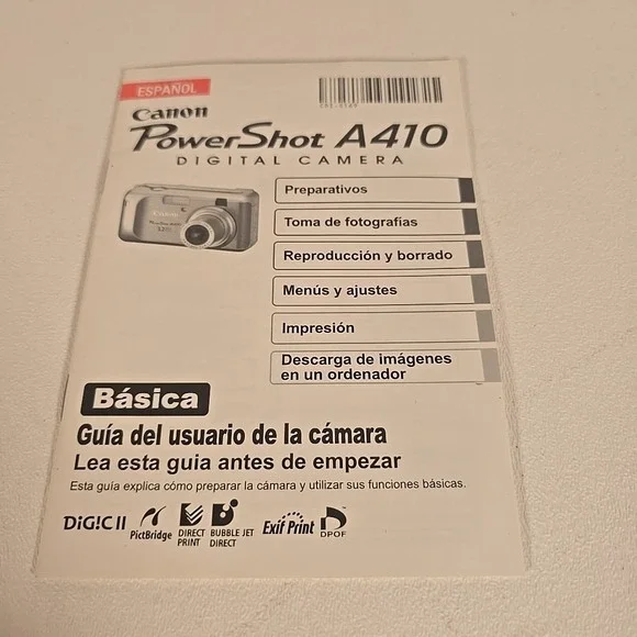 Original CANON Spanish‎ Instruction Manual For POWERSHOT A410 Digital Camera