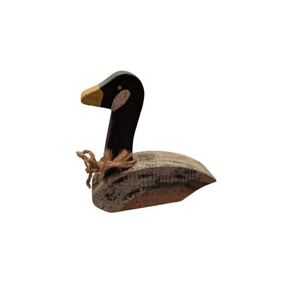 Primitive Folk Art Wooden Canada Goose Decoy Distressed Rustic Country Decor