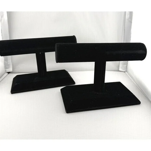 Black velvet t-bar displays for jewelry. Set of two included.