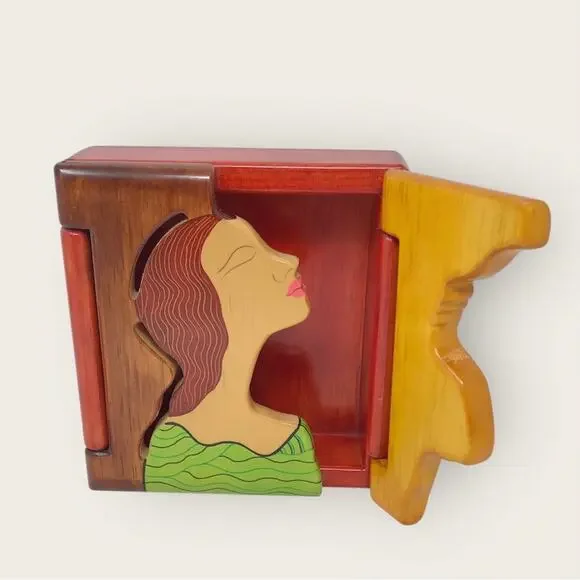 Hand Crafted Wooden Organica Funcionarte Jewelry Box Stash Trinket Box