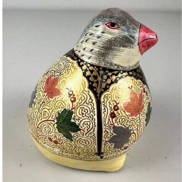 Whimsical Quail Bird Trinket Box Hand Painted Decorative‎ Keepsake Storage