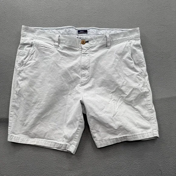 Johnnie-O Shorts Mens 38 White Chino Stretch 9 Inseam Casual Cotton Summer