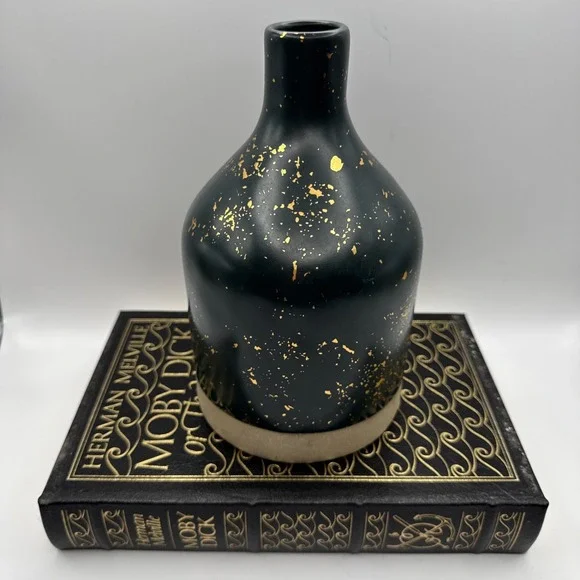Hearth & Hand Magnolia Vase Deep Teal & Gold Flecks Modern Farmhouse Decor‎ Fall