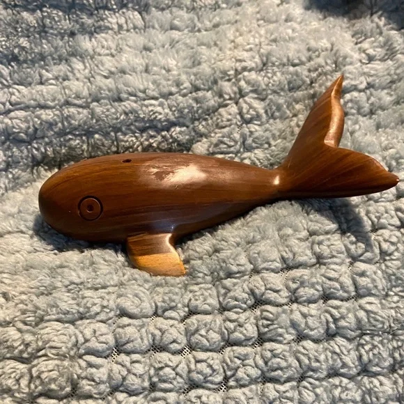 Teak whale incense holder