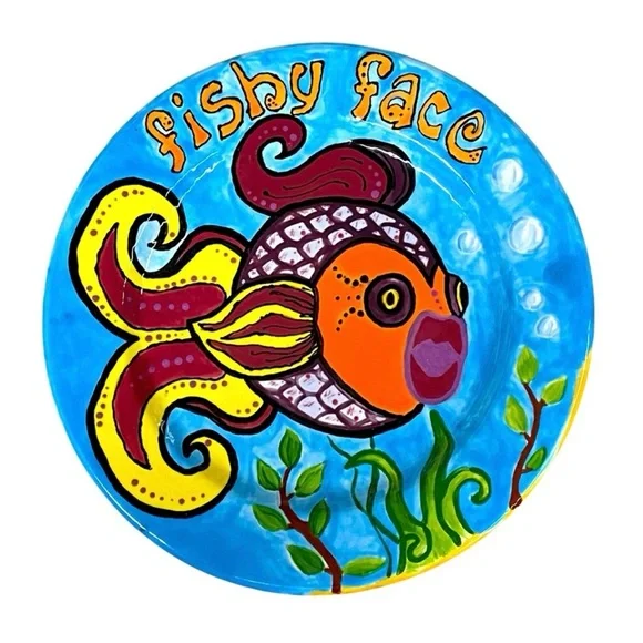 Colorful Fishy Face Ceramic Plate
