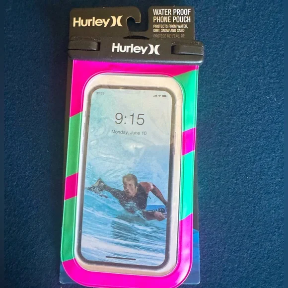 Hurley Pink and Green Vibrant Protective phoneCover💚🩷 w/ removable lanyard🩷💚