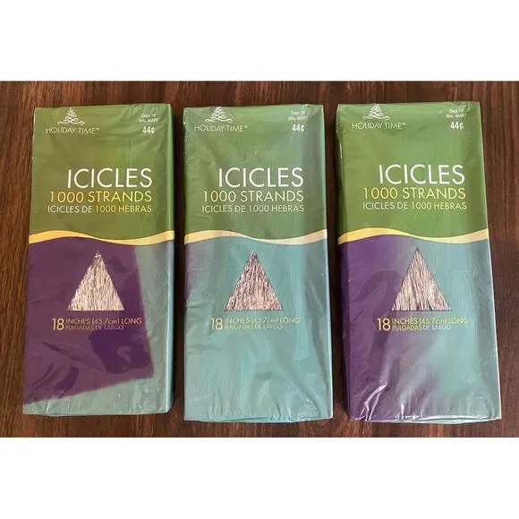 Vintage Tinsel Icicles Holiday Time Metal Foil 1000 Strands 18