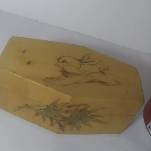 small wood box bunny chasing butterflies