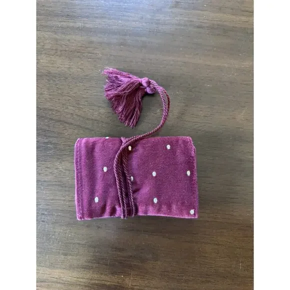 Sezane Burgundy Gold Mini Jewelry Case / Travel Pouch