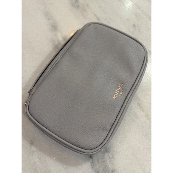 Modus Bags Jewelry Travel Organizer Case Grey Saffiano Vegan Leather Rose Gold