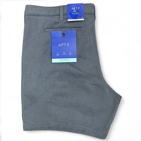 Apt. 9 Navy Pleated-Front 7” Inseam Men’s Performance Shorts Sz. Waist 38” (NWT)