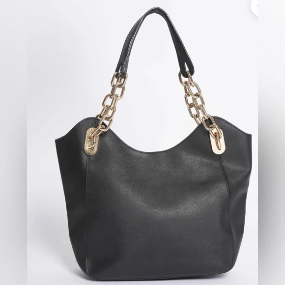 Michael Kors Black Shoulder Bag with Gold Chain