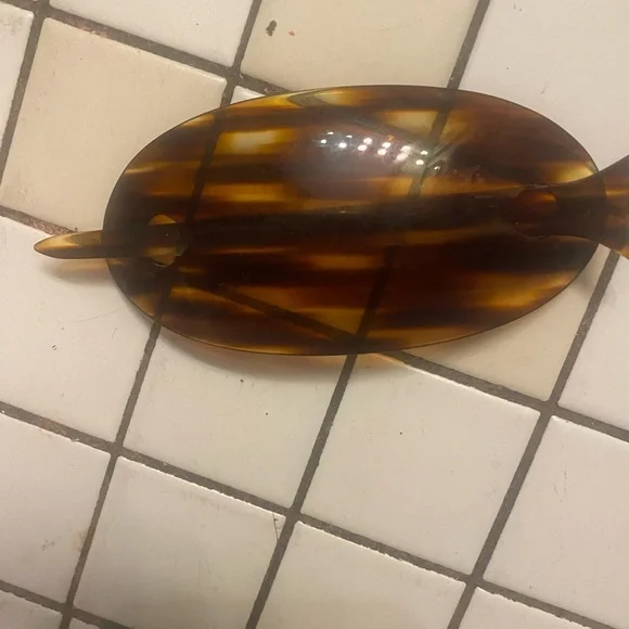 Vintage Tortoise Shell Fish hair accessory for bun Decor hair fasten slip.