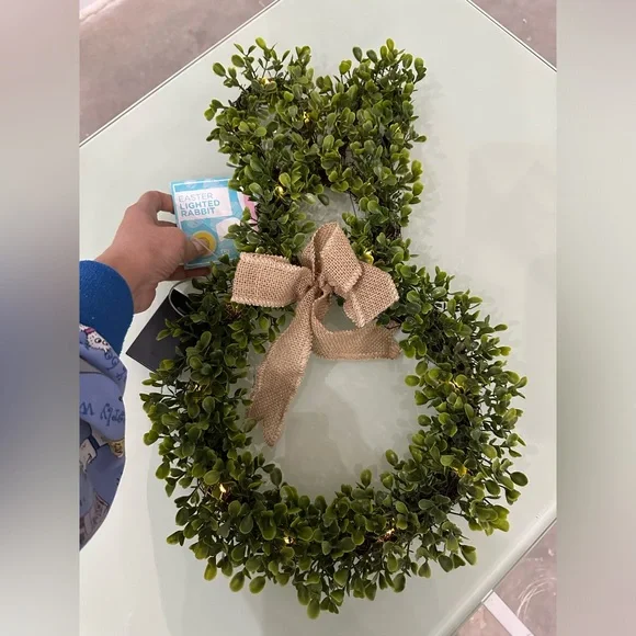 🌸NEW Greenery Wreath Easter Bunny Wreath with Lights