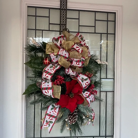 **NWT Poinsettia Swag Holiday Christmas Front Door Decor