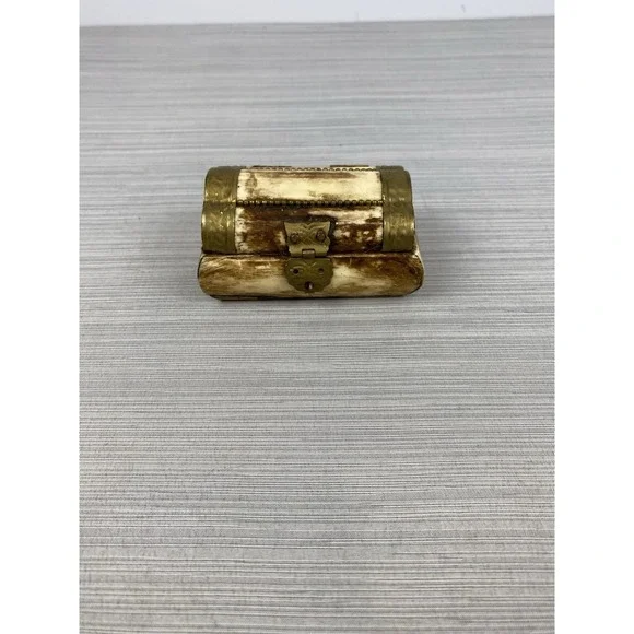 Camel Bone Trinket Box Jewelry Box With Brass Vintage Handmade Piece Lined 3
