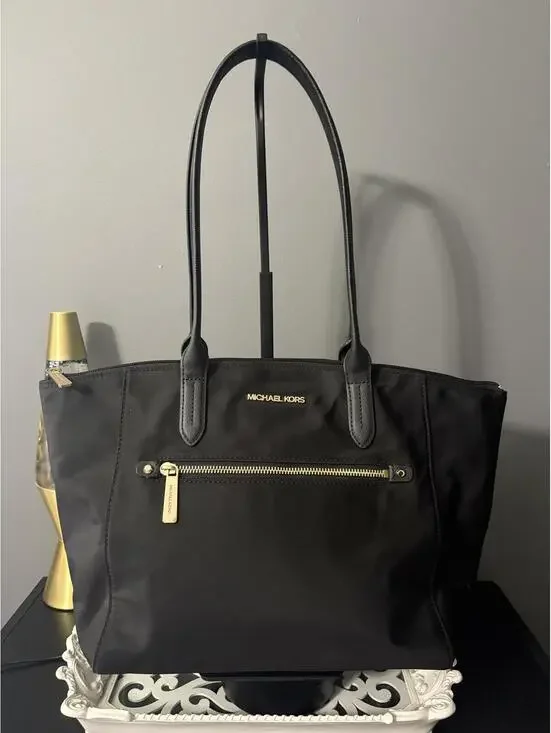 Michael Kors Kelsey Large Black Nylon Tote Bag