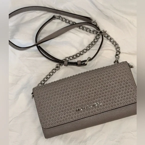 Michael Kors Grey Studded Crossbody Bag