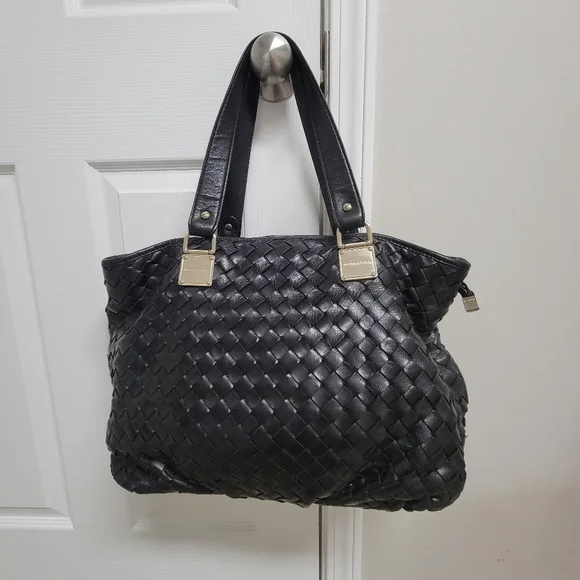 Michael Kors Newbury Woven Leather Shoulder Bag.