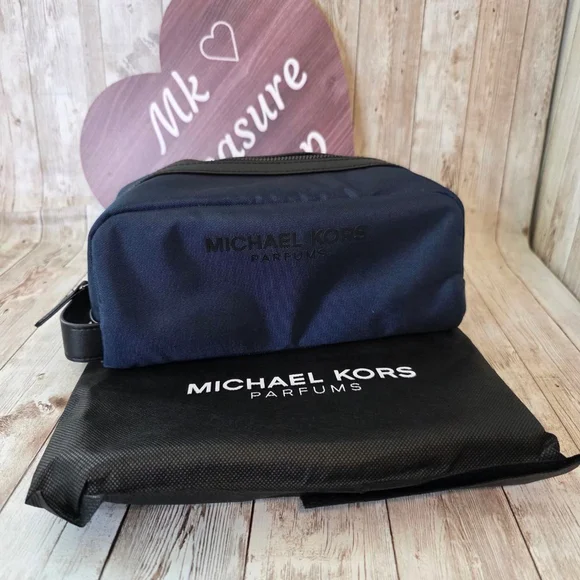 Unisex Michael Kors Navy Blue Black Cosmetic Bag