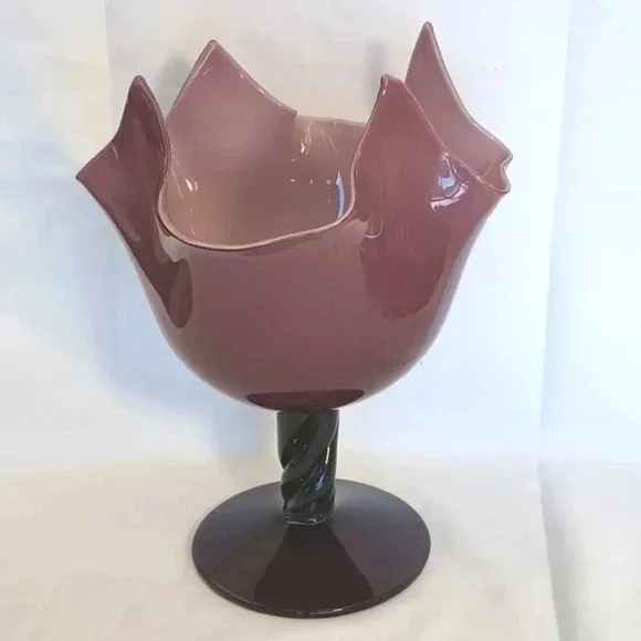 Vintage and Empoli Italian glass purple amethyst vase