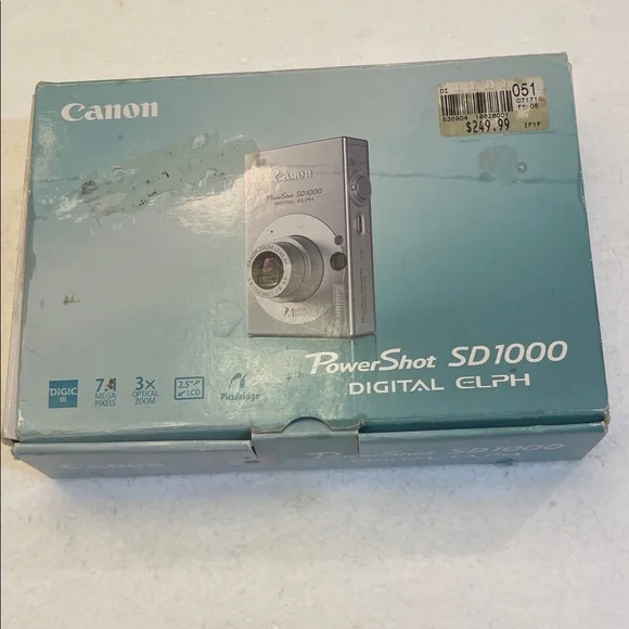 Canon PowerShot SD1000 Digital Elph Camera 7.1 megapixels 3x optical zoom Silver