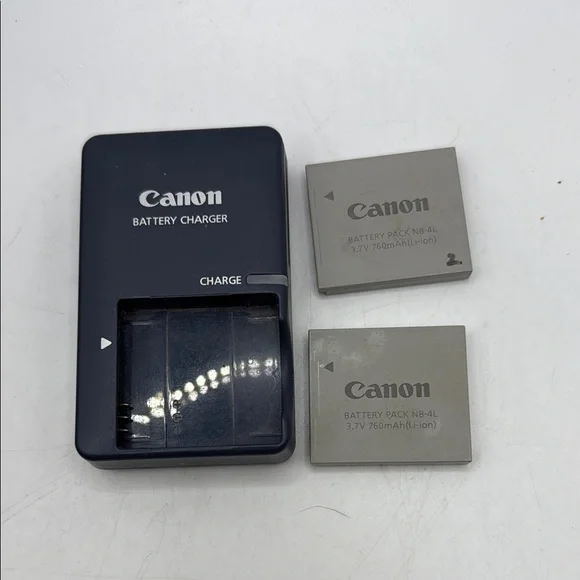 Canon Battery Charger CB-2LV 3.7 V With Two Power Pack NB-4L Set Bundle