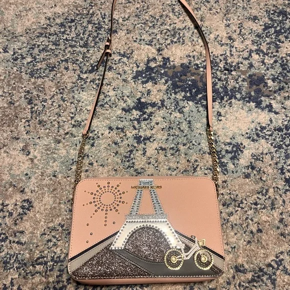Michael Kors Pink Eiffel Tower Paris Crossbody Purse